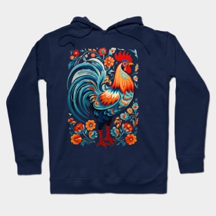 Floral Country Chicken Design | Vintage Retro Style Hoodie